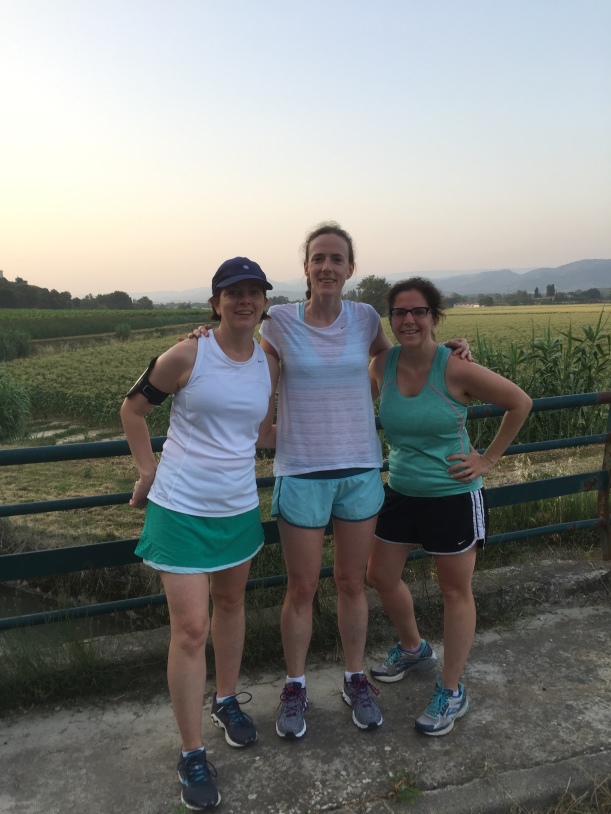 Colleagues on an early morning run in the south of France.